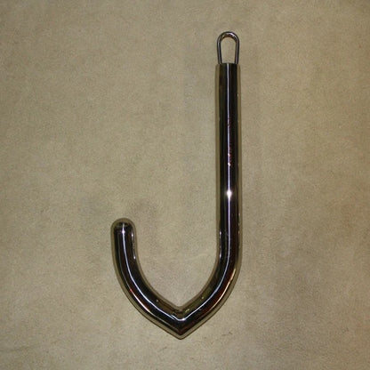 Front Hook (small loop): This hook can be worn front or back, but it's designed to be worn on the front and apply pressure on the G-Spot. Made of 1" smooth solid steel, this hook has a lovely heavy weight.
