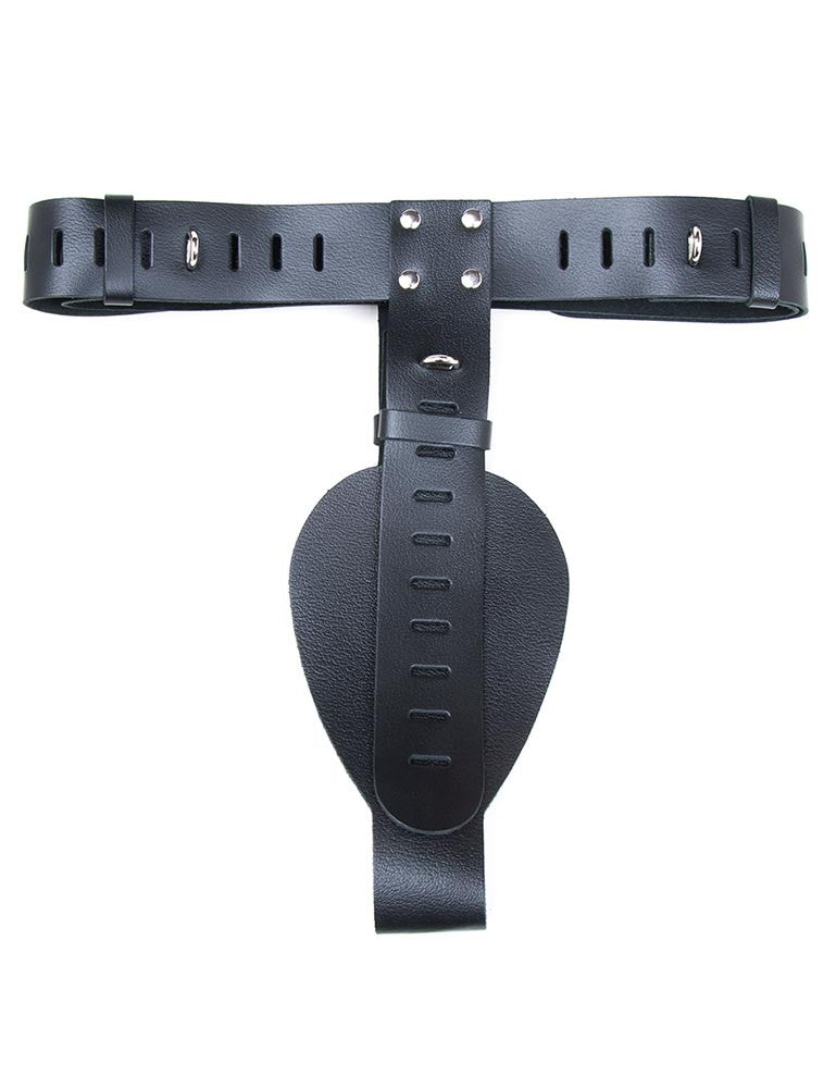 Deluxe Chastity Belt in black leather.