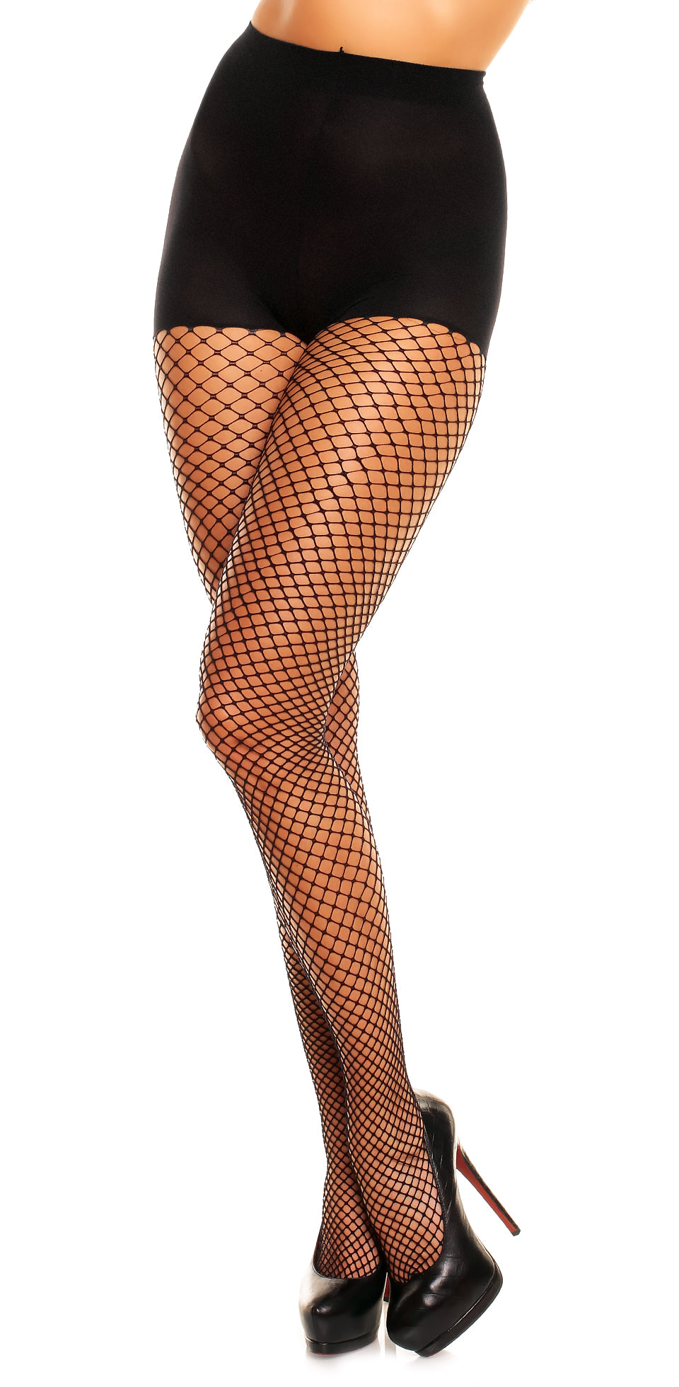 Black Luxury Fishnet Tights with Seamless Panty.