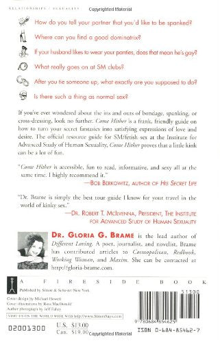 The back cover of Come Hither: A Commonsense Guide To Kinky Sex (Original Edition) - Gloria Brame.