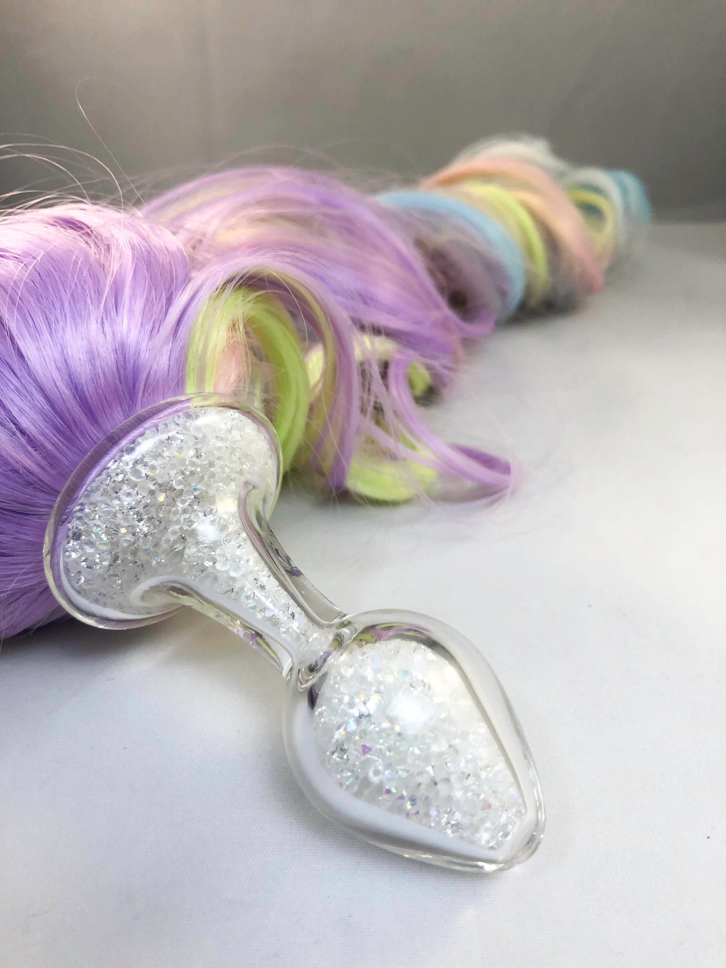 Faux pastel pony tail, view of plug and tail.
