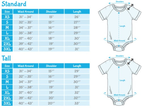 Size chart, written out in item description