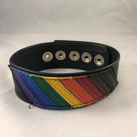 Inside of Pride flag leather armband 