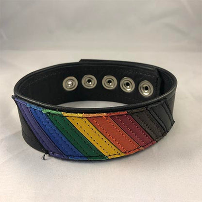 Inside of Pride flag leather armband 