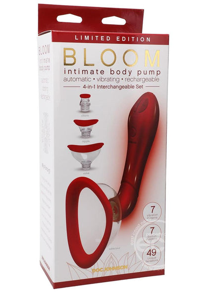 The packaging for the red Bloom Intimate Body Pump.
