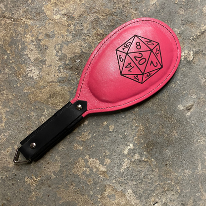 Pink and black table top dice Round Paddle.