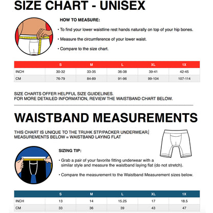 RodeoH TRUHK Black Pouch Front Boxer STP/Packing Underwear size chart