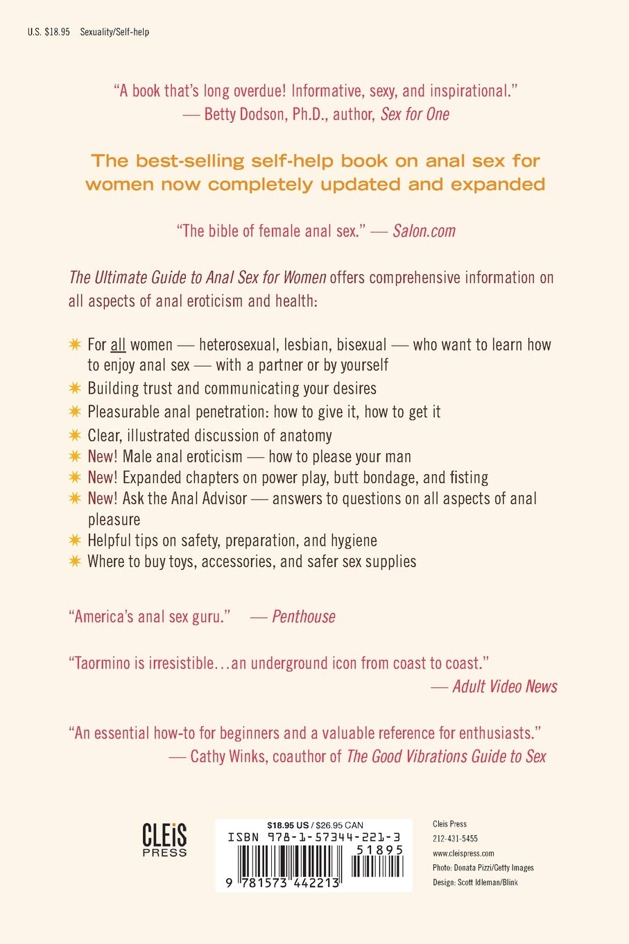 The back cover of Ultimate Guide to Anal Sex For Women 2nd ed. - Tristan Taormino.