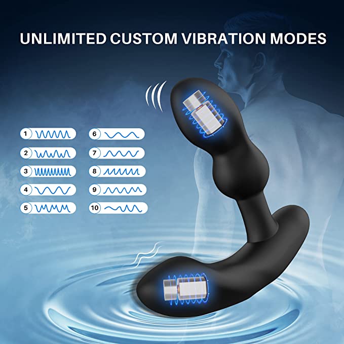 An illustration showing the unlimited custom vibration modes of the Lovense Edge 2 Bluetooth Prostate Vibrator.