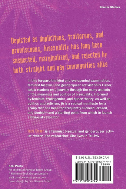 The back cover of Bi: Notes for a Bisexual Revolution - Shiri Eisner.