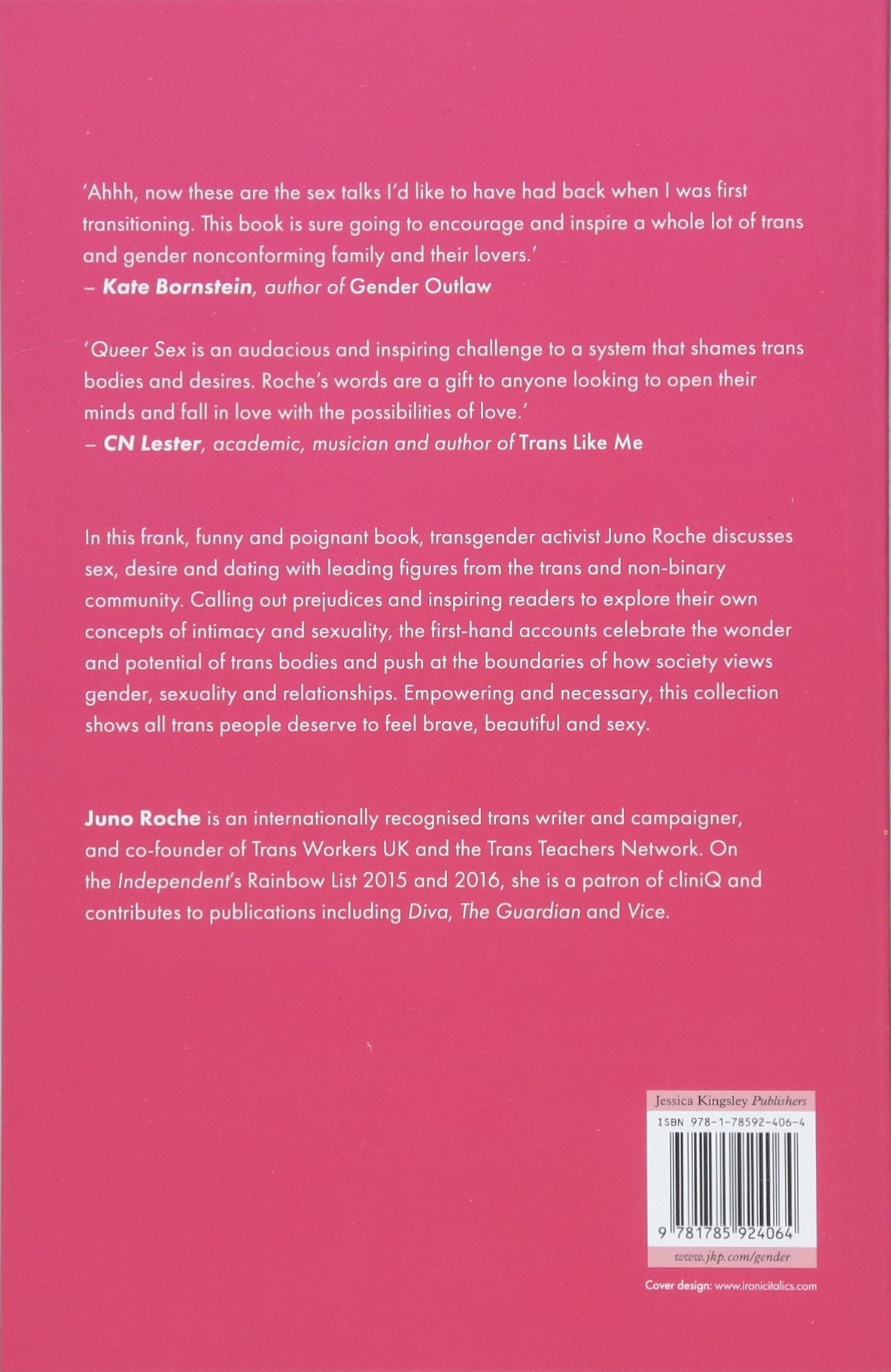 The back cover of Queer Sex: A Trans and Non-Binary Guide by Juno Roche
