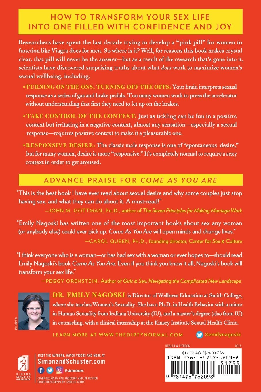 The back cover of Come as You Are by Emily Nagoski.