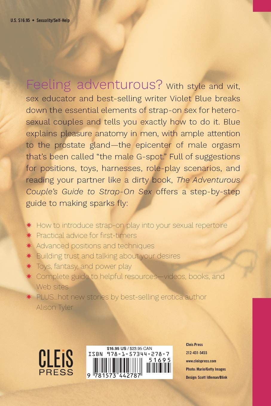 The back cover of The Adventurous Couple's Guide to Strap-On Sex by Violet Blue.
