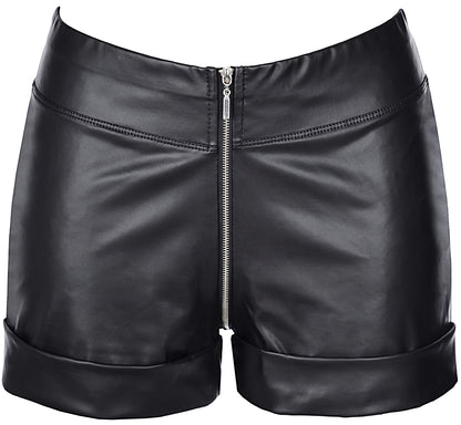 The front of the Wetlook Cuffed Shorts with Zip Through.