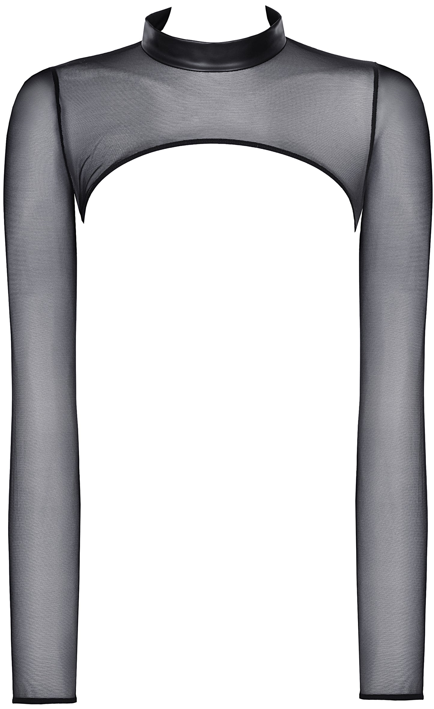 The front of the Mesh Shrug with Wetlook Collar.