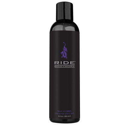 An 8.5 oz bottle of BodyWorx Ride Silk Lubricant.