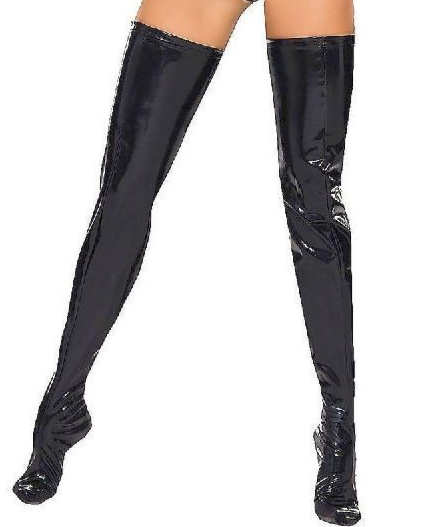 Black Datex Stockings on a model's legs.