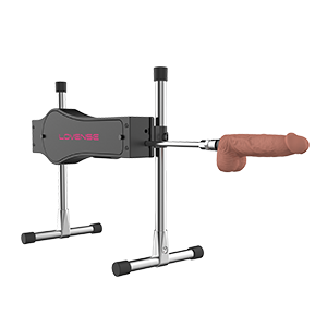 The Lovense Bluetooth Sex Machine with a dildo attached to the end of it.
