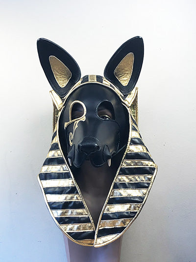 front facing leather Anubis mask