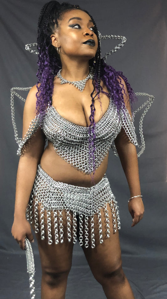 Model wearing the Chainmail Pixie Top.