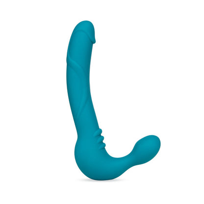 The Luna Teal Temtasia Double Strap-in Dildo.