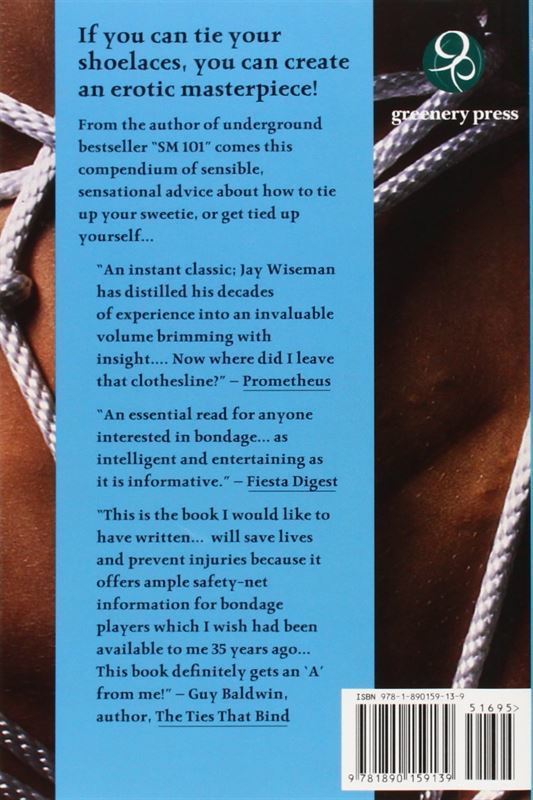 The back cover of the Erotic Bondage Handbook - Jay Wiseman.