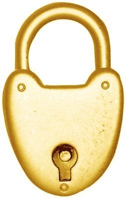 Gold heart shaped padlock.