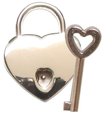 The nickel Small Heart Lock and key.