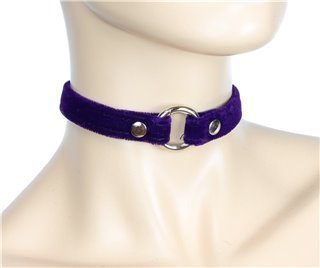A mannequin displaying the front of purple Velvet Choker.