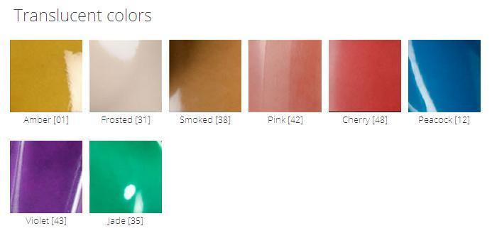The Polymorphe Translucent colors chart.