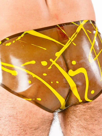 The back of the Smoked/Yellow Latex Splatter Briefs.
