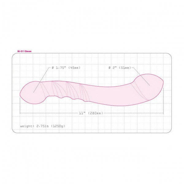 Eleven Stainless Steel Dildo illustration of size dimensions