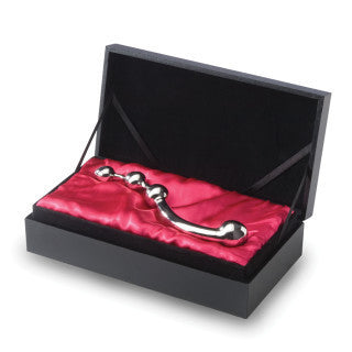 Fun Wand Steel Dildo lying in its included carrying case