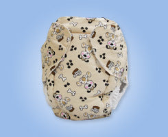 The Beige Dogs Cloth Diaper with Velcro Closure.