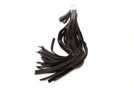 Bull Hide Finger Loop Flogger Black