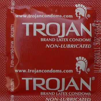 A Trojan Enz Non-Lubricated Condom.