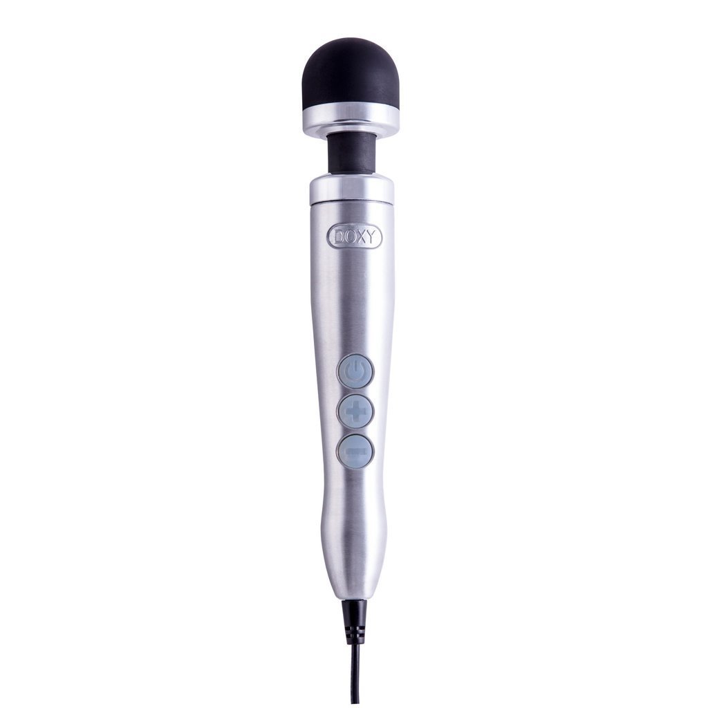 The silver Doxy Number 3 CORDED Die Cast Wand Vibrator.