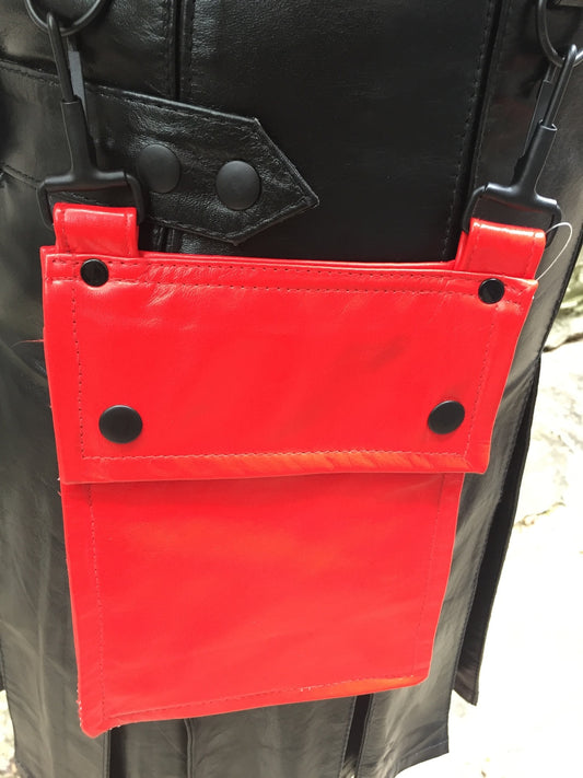 The red Cowhide Detachable Pocket for Heritage Kilt.