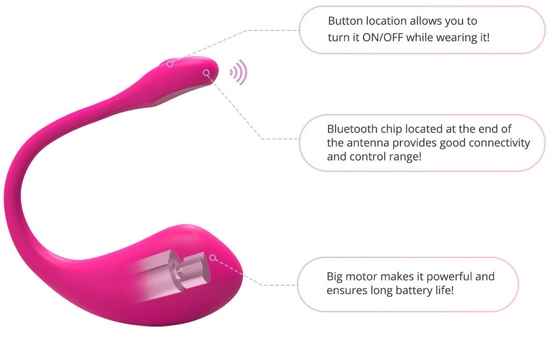 A diagram showing how the bluetooth works for the Lovense Lush 2 Bluetooth Egg Vibrator.