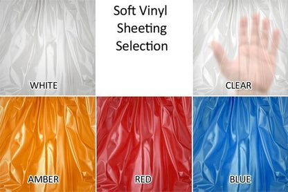 The soft vinyl sheeting selection color chart for the Christy Plastic Pants.