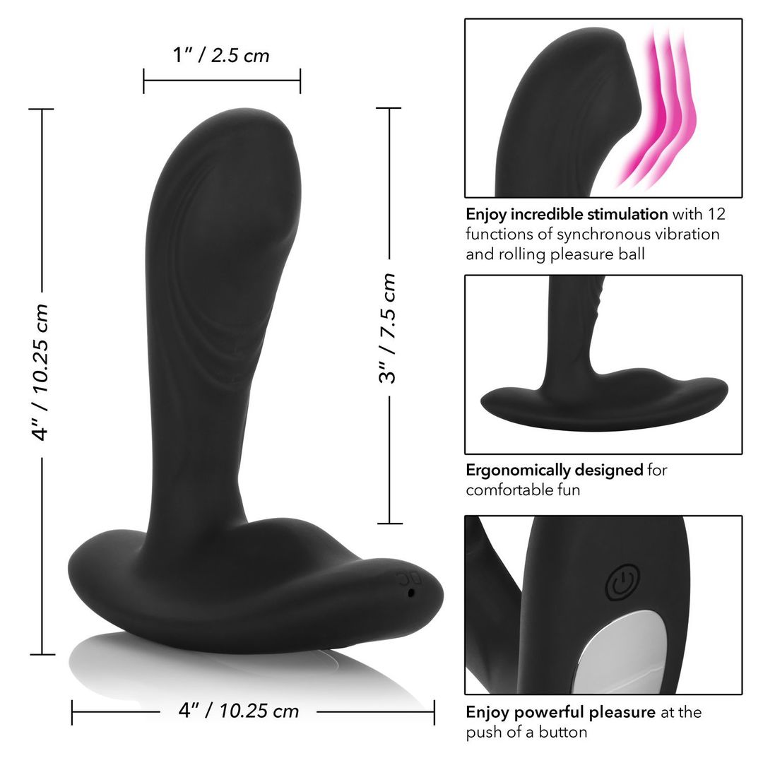 A diagram that shows the size and features of the Eclipse P-Spot/Prostate Vibrator.
