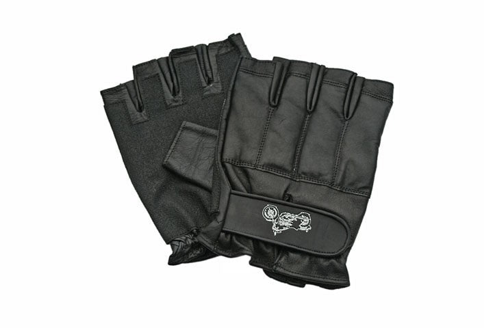 Black fingerless SAP gloves with velcro strap.