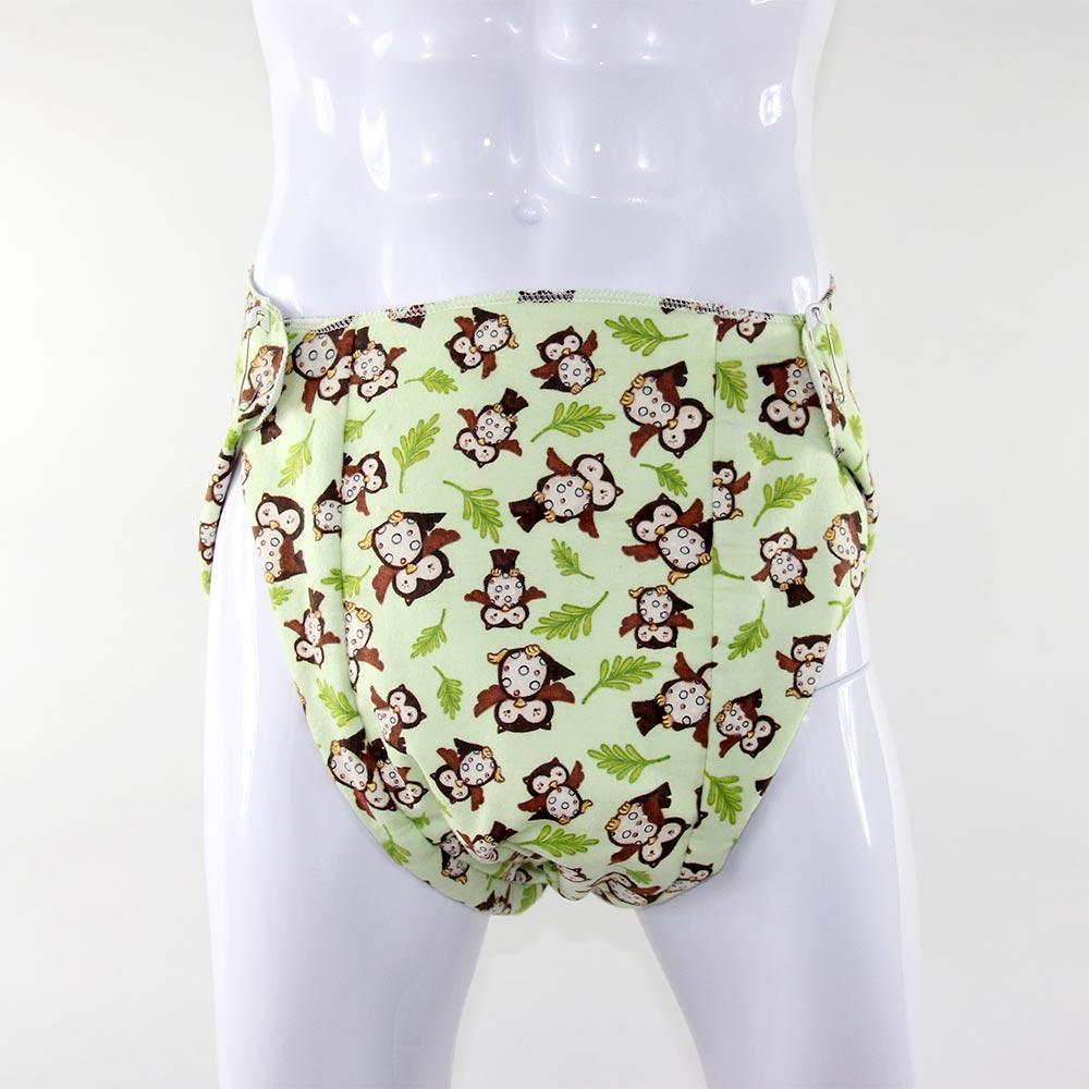 Green Owls Adult Flat Prefold Diaper.