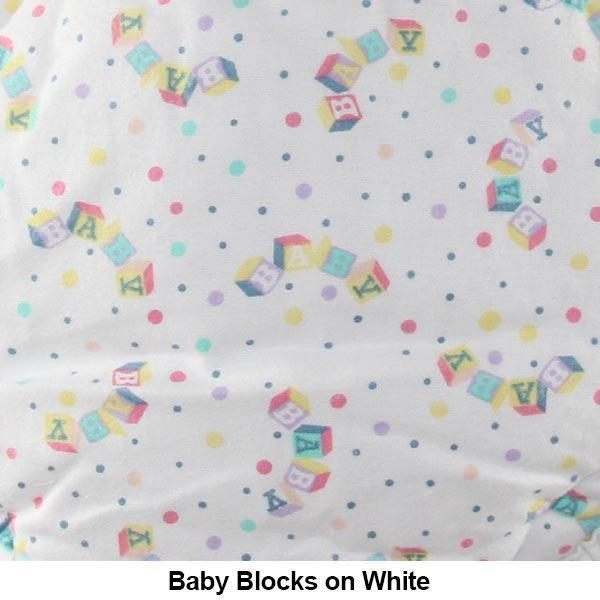 The Baby Blocks on White Velcro Diaper with Extra Padding.