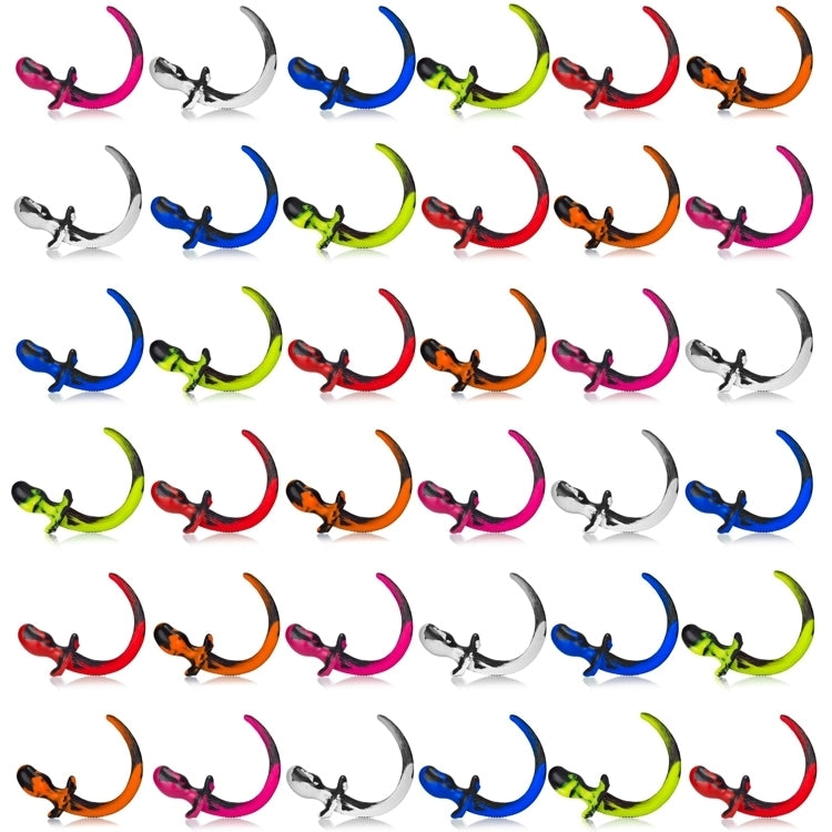 A photo filled with Color Swirl Silicone Puppy Tail arranged artfully.