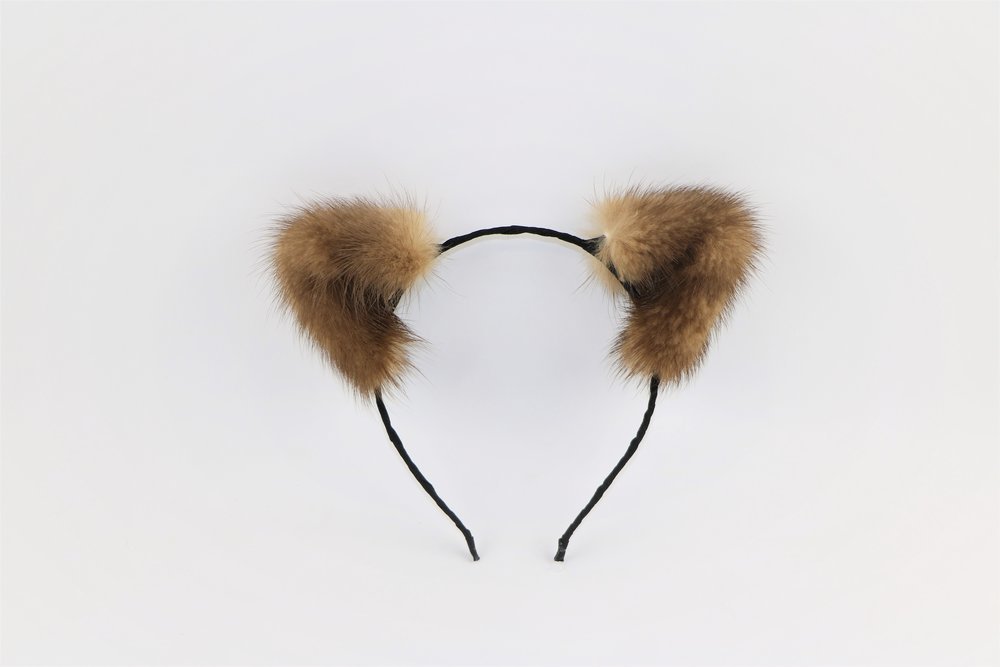 Brown Cat Ear Headband.