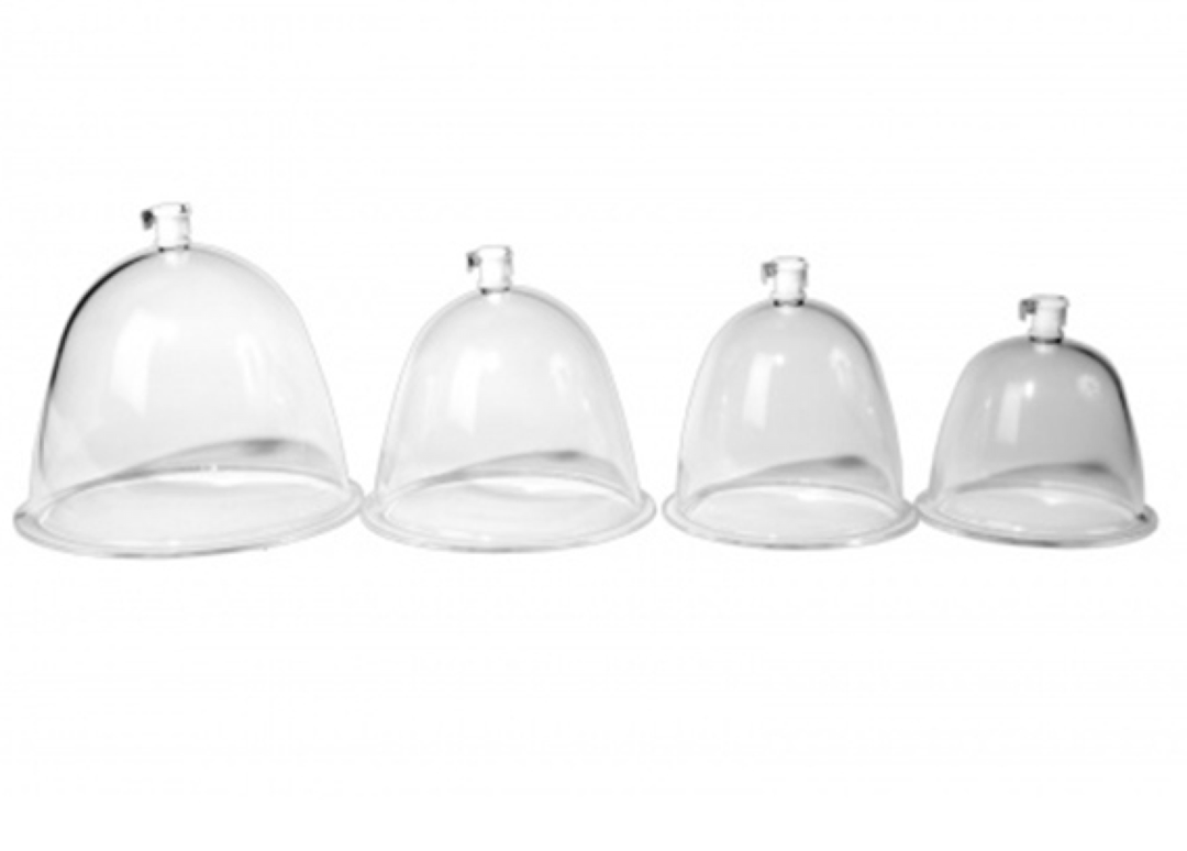 Four different sizes of breast suction cups.
