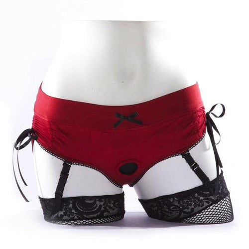 The front of the red Sasha Lingerie Harness.