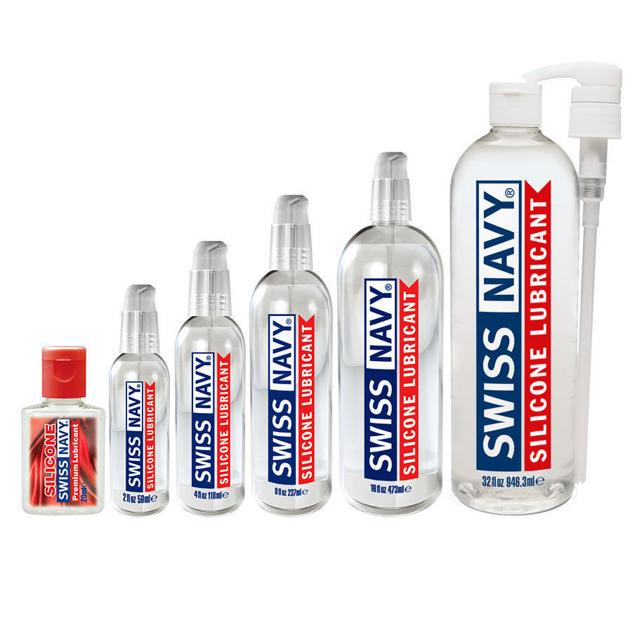 6 assorted sizes of Swiss Navy Silicone Lubricant.