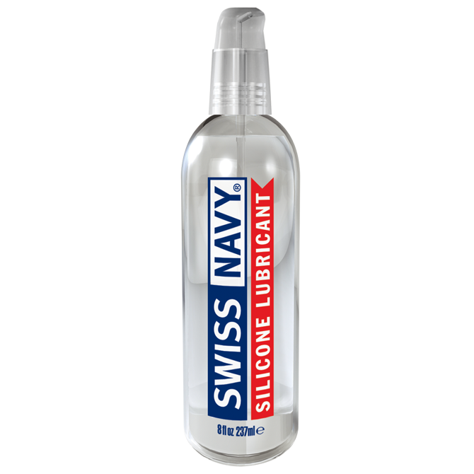 8oz bottle of Swiss Navy Silicone Lubricant.